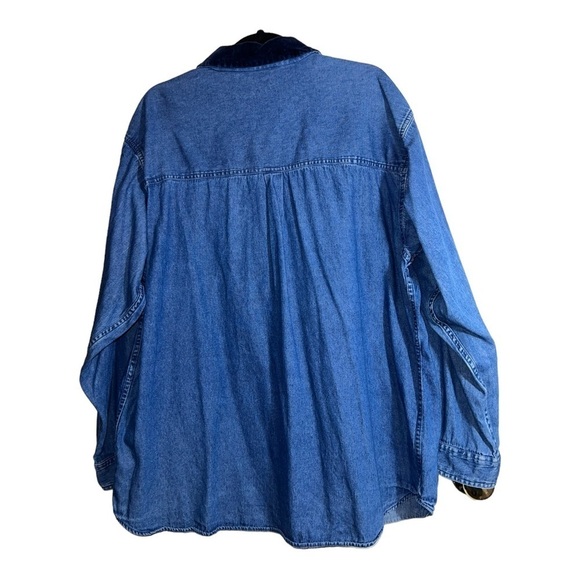 Vintage VICTORIA JONES Womens Dark Wash Denim Long Sleeve Shirt Embroidered - Picture 3 of 10